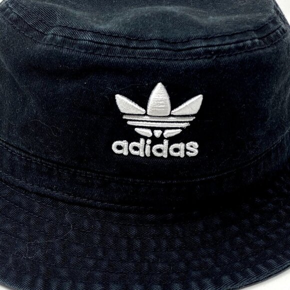 adidas Originals Youth Washed Bucket Hat Black GA1234 Cotton - Picture 2 of 6